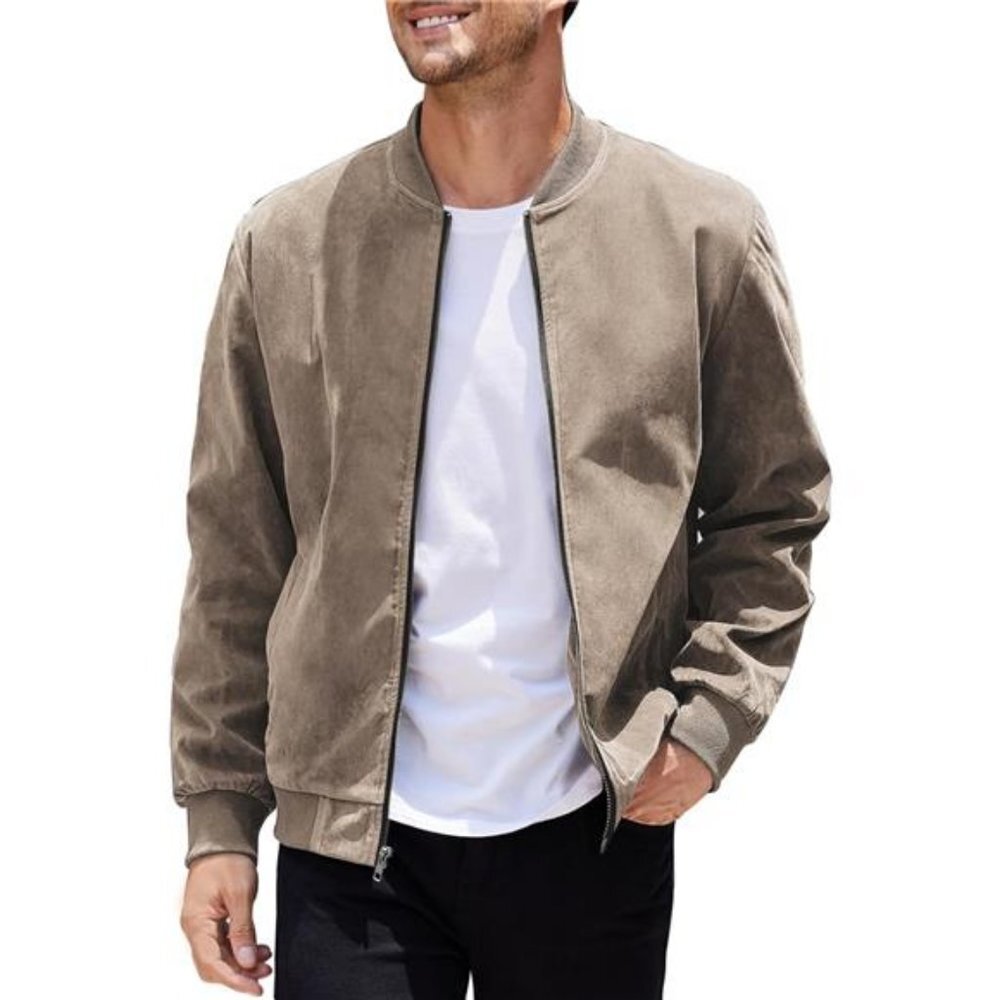 Men's Varsity Jacket Vintage Lightweight Suede Bomber Jackets